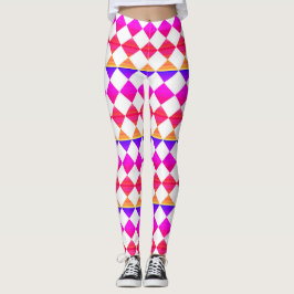 Leggings Patrón de diamante de cuadros coloridos
