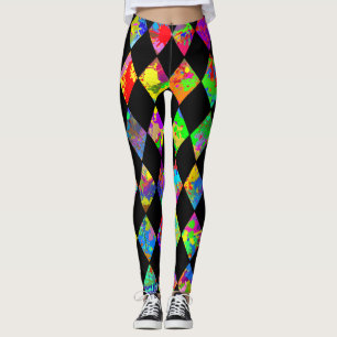 Leggings Patrón de diamante de pizarra de pintura