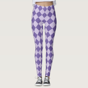 Leggings Patrón de diamante de verificador púrpura