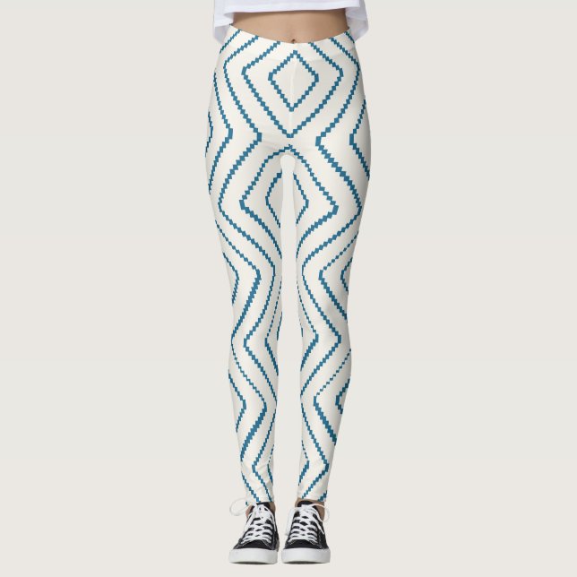 Leggings Patrón de diamante geométrico Diseño azul naumátic (Anverso)