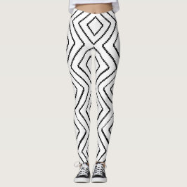 Leggings Patrón de diamante geométrico Diseño en blanco y n