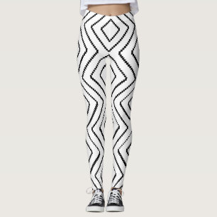 Leggings Patrón de diamante geométrico Diseño en blanco y n
