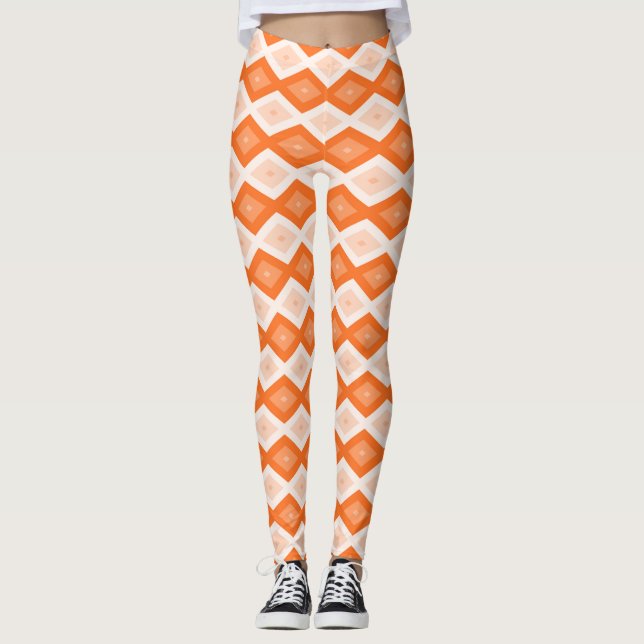 Leggings patrón de diamante naranja (Anverso)