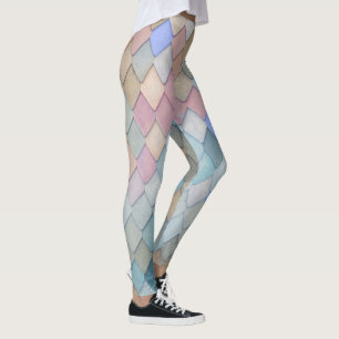 Leggings Patrón de diamante pastel Sirena azul verde rosa