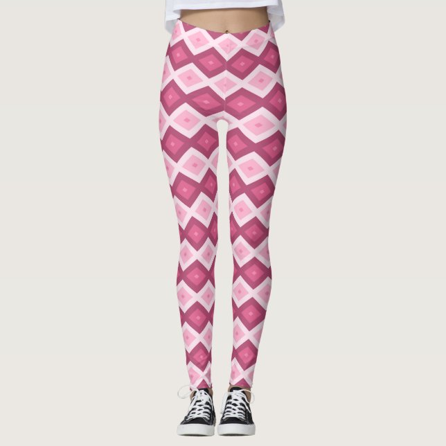 Leggings Patrón de diamante rosa (Anverso)