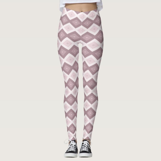 Leggings patrón de diamante rosa de cuarzo Rosa (Anverso)