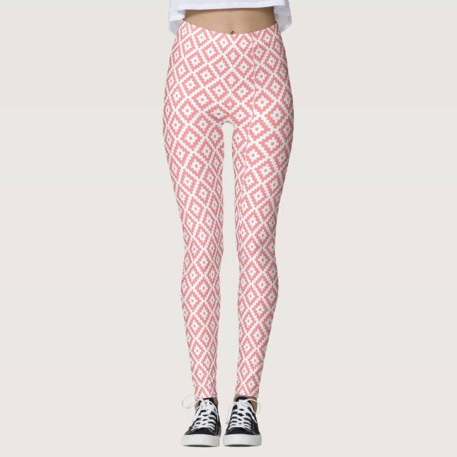 Leggings Patrón de diamante rosa elegante (Anverso)