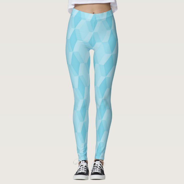 Leggings Patrón de diamante turquesa pastel (Anverso)