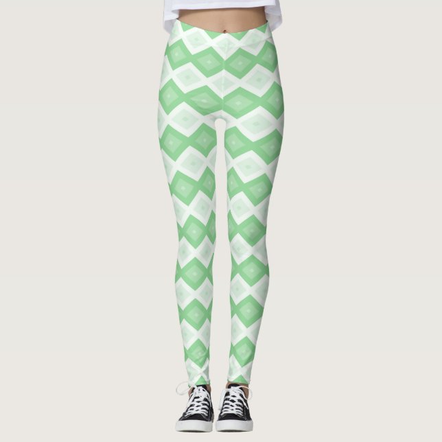 Leggings Patrón de diamante verde de Apple (Anverso)