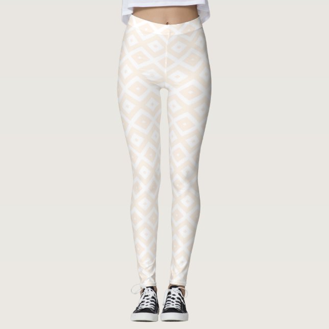 Leggings Patrón de diamantes beige y blanco (Anverso)