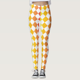 Leggings Patrón de diamantes de gradiente naranja amarillo