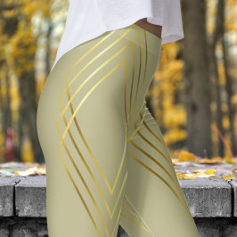 Leggings Patrón de diamantes de sabio amarillo moda