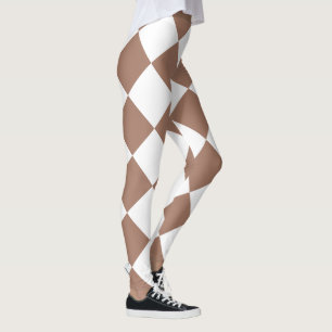 Leggings Patrón de diamantes en blanco y mousse de mocha