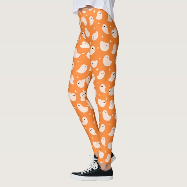 Leggings Patrón de dibujo del fantasma del naranja (Izquierda)