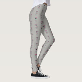 Leggings Patrón de dibujos animados de gatito plateado sobr