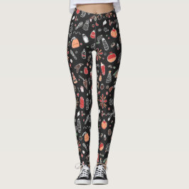 Leggings Patrón de dibujos animados de Navidades festivos