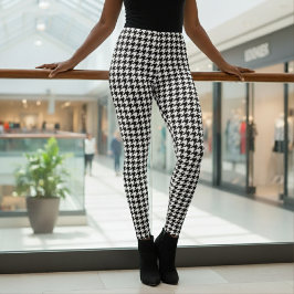 Leggings Patrón de dientes de perro negro y blanco