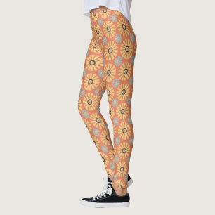 Leggings Patrón de dietas azul y Naranja retro abstrat