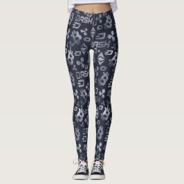 Leggings Patrón de dinero azul de criptodivisa