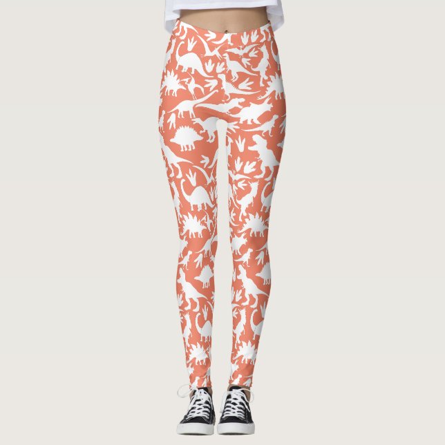 Leggings Patrón de dinosaurios 01 w. Naranja BG (Anverso)
