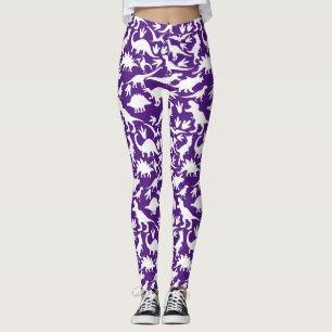 Leggings Patrón de dinosaurios 01 w. Purple BG