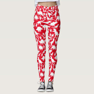 Leggings Patrón de dinosaurios 01 w. Red BG