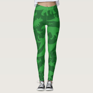 Leggings Patrón de dinosaurios verdes