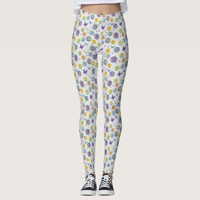 Leggings Patrón de Disco Retro Colorido (Anverso)