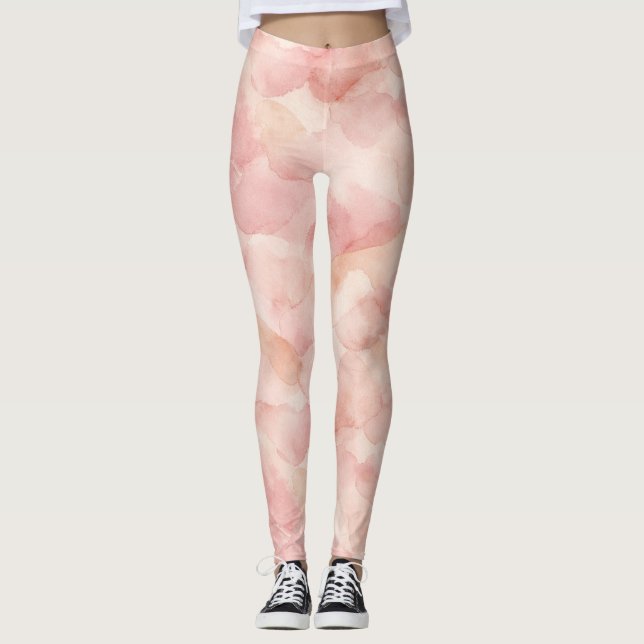 Leggings Patrón de diseño abstracto moderno rosa suave (Anverso)