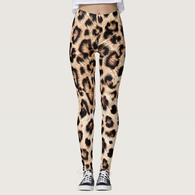 Leggings Patrón de diseño de leopardo: Elegancia salvaje. (Anverso)