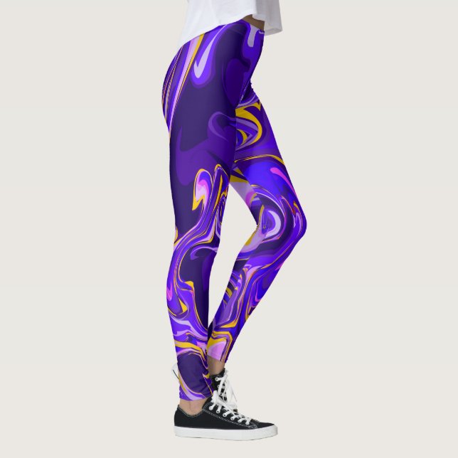 Leggings Patrón de diseño de mármol púrpura (Derecha)