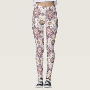 Leggings Patrón de diseño espiritual mandala de loto celest