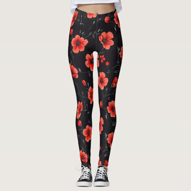 Leggings Patrón de disquete rojo (Anverso)