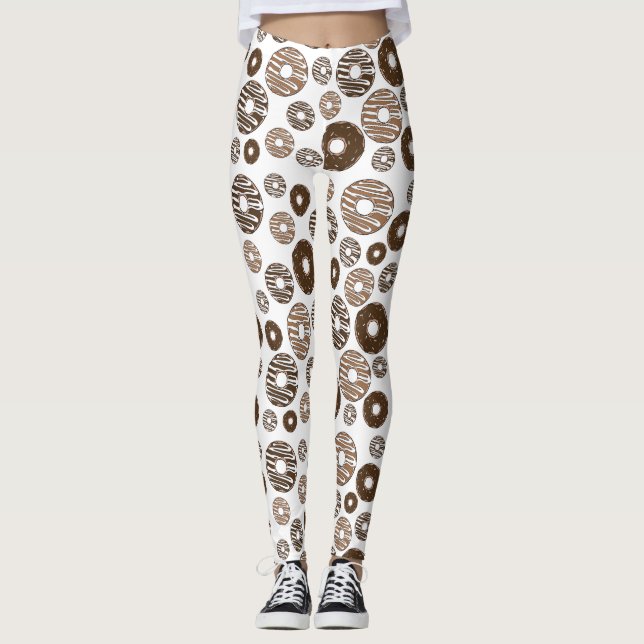 Leggings Patrón de donut, donuts de chocolate, donuts de ca (Anverso)