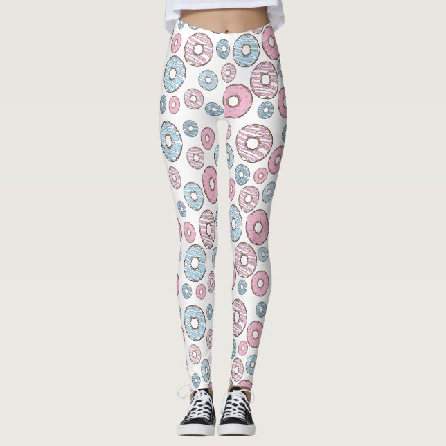 Leggings Patrón De Donuts, Donuts Rosados, Donuts Azules (Anverso)