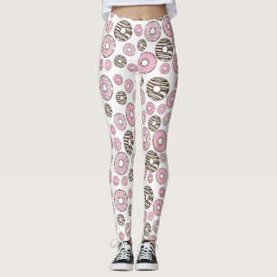 Leggings Patrón De Donuts, Donuts Rosados, Donuts Blancos