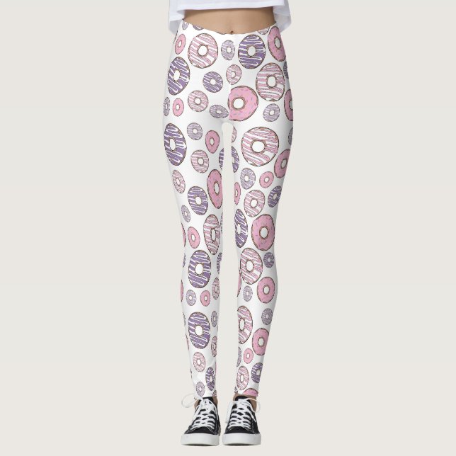 Leggings Patrón De Donuts, Donuts Rosados, Donuts Morados (Anverso)