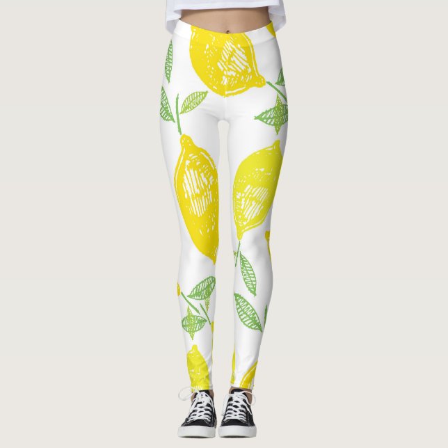 Leggings Patrón de Doodle de Fruta Tropical (Anverso)