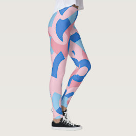 Leggings Patrón de Doodle rosa y azul