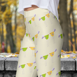 Leggings Patrón de Dos Pájaros Pequeños