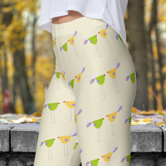 Leggings Patrón de Dos Pájaros Pequeños