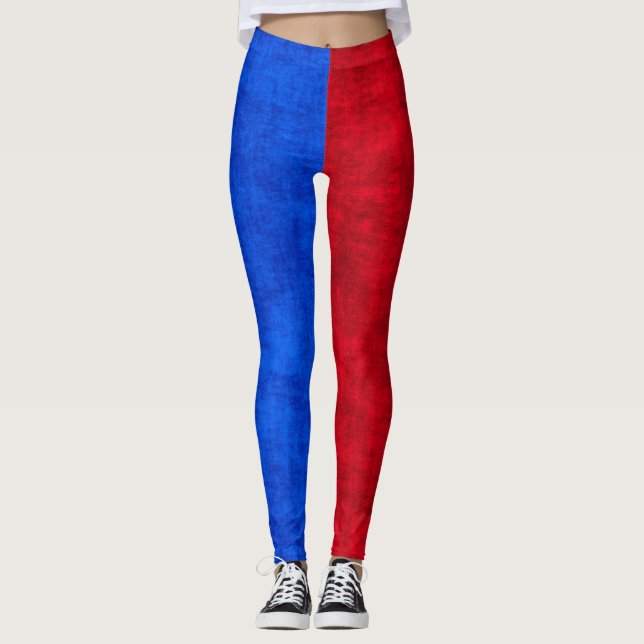 Leggings Patrón de dos tonos desgastado azul y rojo (Anverso)