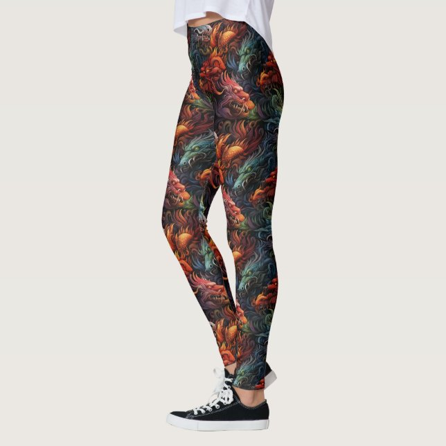 Leggings Patrón de Dragones Multicolores (Izquierda)
