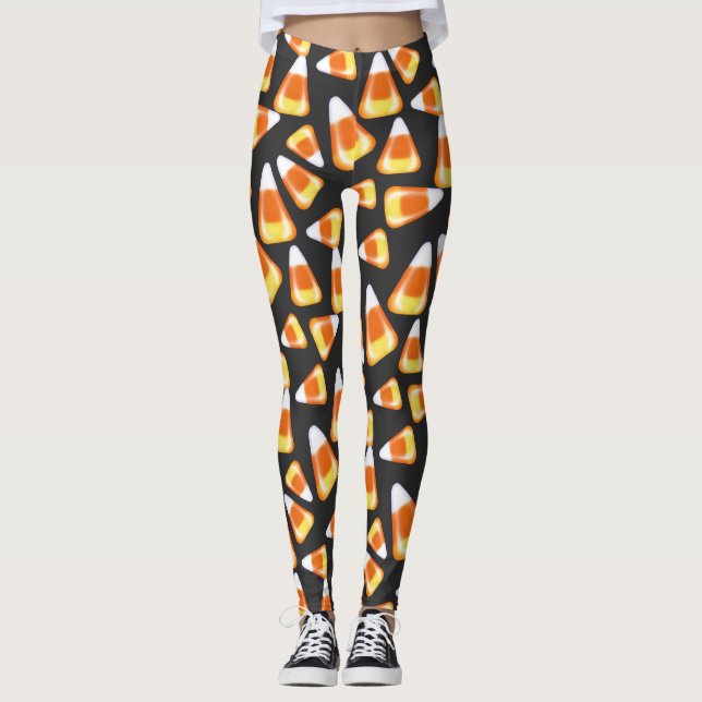 Leggings Patrón de dulces de Halloween, dulces divertidos (Anverso)