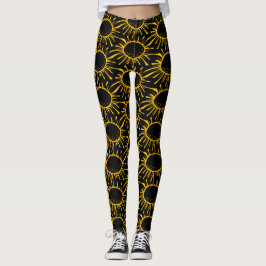 Leggings Patrón de eclipse de sol abstracto moderno negro y