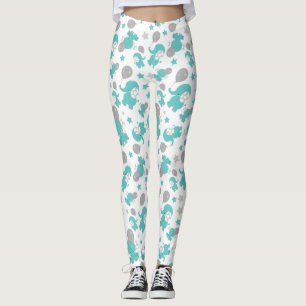 Leggings Patrón De Elefantes Azules, Elefantes Cutetos, Est