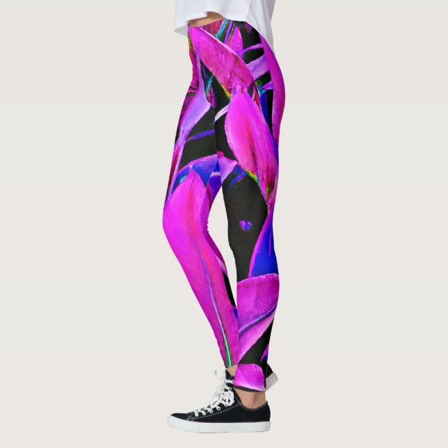 Leggings Patrón de elegancia de follaje radiante (Izquierda)