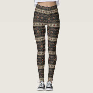 Leggings Patrón de elegancia gótica barroca rubí