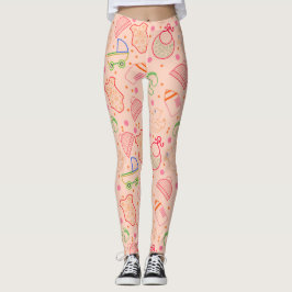 Leggings Patrón de elementos de dibujo plano de color diver