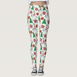 Leggings Patrón de elementos de Navidades dibujados a mano